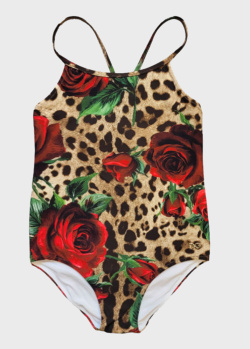 Леопардовий купальник Dolce&Gabbana для дівчаток, фото
